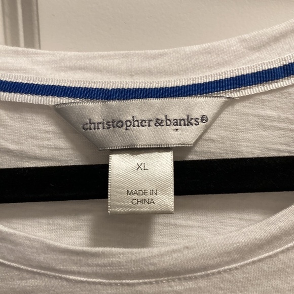 Christopher & Banks White Cotton Palm Trees Embellished  Blouse Top Size XL - Picture 3 of 6